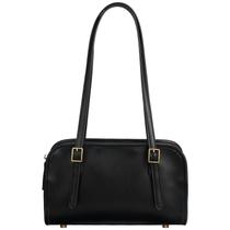 Bolsa de ombro MINKARS Swing Zip em couro preto vegano Bolsa de ombro MINKARS Swing Zip em couro preto vegano