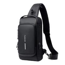 Bolsa De Ombro Mochila Masculina Impermeável Com Fechadura De Código Com Carregamento Usb Cor:preto Bolsa De Ombro Mochila Masculina Impermeável Com Fechadura De Código Com Carregamento Usb Cor:preto