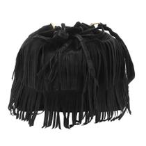 Bolsa de ombro MOSSTYUS Fringe Hobo Purse preta