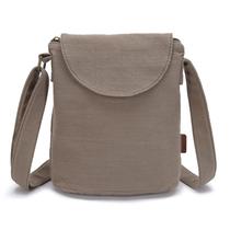 Bolsa de ombro OPQRSTU Retro Canvas Feminina Verde Tamanho Pequeno