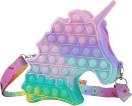 Bolsa de ombro pop Fidget Toys Bolsa pop para meninas Brinquedos sensoriais de silicone Push Bubble Bolsa crossbody para aliviar o estresse (unicórnio)