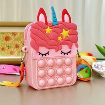 Bolsa de Ombro Pop It para Menina, Mochila Infantil De Silicone Unicórnio