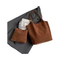 Bolsa De Ombro Retro Feminina Em Suede, Casual, Versátil, De Cor Sólida, Alta Capacidade, Bolsa Tote