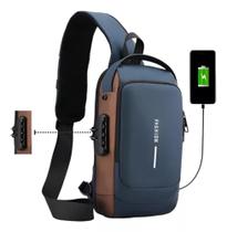 Bolsa De Ombro Tiracolo Pochete Azul com Cobre Bolsa De Ombro Tiracolo Pochete Azul com Cobre
