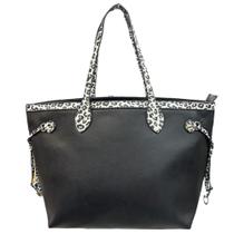 Bolsa de Ombro Totebag Espaçosa Animal Print Preto