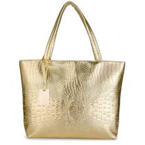 Bolsa de ombro Valentoria Crocodile Leather Gold