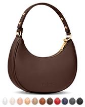 Bolsa de ombro Vantamo Crescent Coffee Brown com RFID para mulheres