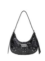Bolsa de ombro Verdusa cravejada em couro PU, bolsa de ombro preta