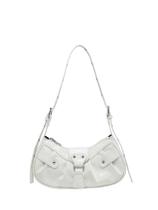 Bolsa de ombro Verdusa plissada Hobo PU Leather White Women