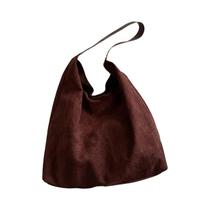 Bolsa De Ombro Vintage Feminina De Grande Capacidade Em Suede, Cor Sólida, Design Simples, Tote Bolsa De Ombro Vintage Feminina De Grande Capacidade Em Suede, Cor Sólida, Design Simples, Tote