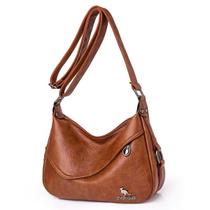 Bolsa de ombro Wokex Soft Leather Multi-Layer Crossbody Brown