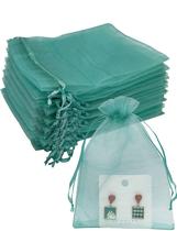 Bolsa de organza Jexila 100 unidades azul-petróleo, 13 x 18 cm, cordão de malha transparente Bolsa de organza Jexila 100 unidades azul-petróleo, 13 x 18 cm, cordão de malha transparente