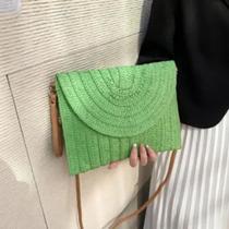 Bolsa De Palha Carteira Clutch De Mão Com Alça Transversal Moda Praia