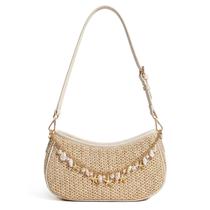 Bolsa de Palha CHUNLI Hobo Trançada com Corrente de Charme Bolsa de Palha CHUNLI Hobo Trançada com Corrente de Charme