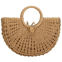 Bolsa de palha com alça superior YYW Sacola de rattan de praia de verão tecida à mão