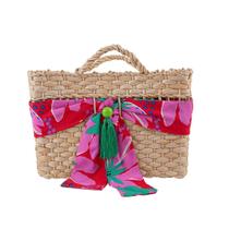 Bolsa De Palha Com Pingente Tropical Pink - Secret Beach