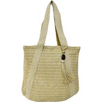 Bolsa de Palha Decorada Tassel Praia Piscina Verão Viagem