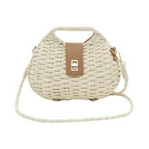 Bolsa de Palha Elegante e Tecida - Bolsa de Ombro e Crossbody em Cor Sólida
