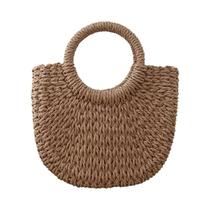 Bolsa De Palha Feminina De Verão Artesanal Vintage De Rattan Para Praia Com Alça Superior Da Moda Bolsa De Palha Feminina De Verão Artesanal Vintage De Rattan Para Praia Com Alça Superior Da Moda