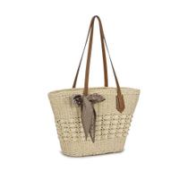 Bolsa de Palha Feminina - Modelo Shopper com Lenço Decorativo Bolsa de Palha Feminina - Modelo Shopper com Lenço Decorativo