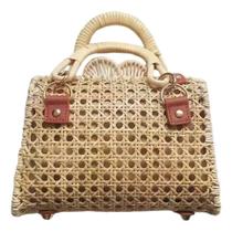 Bolsa De Palha Feminina Sofisticada Moderna Média Verão Top