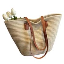 Bolsa De Palha Grande Com Forro Para Praia, Piscina, Férias E Uso Diário - Bege Bolsa De Palha Grande Com Forro Para Praia, Piscina, Férias E Uso Diário - Bege