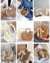 Bolsa de Palha Meia Lua Artesanal Trançada Glamour Moda Verão Bolsa de Palha Meia Lua Artesanal Trançada Glamour Moda Verão