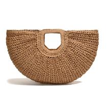 Bolsa de Palha Meia Lua Feminina Grande com Alça Geométrica Estilo Boho Chic, Casual e Praia com Forro Interno Bolsa de Palha Meia Lua Feminina Grande com Alça Geométrica Estilo Boho Chic, Casual e Praia com Forro Interno