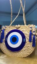 Bolsa de palha meia lua - olho grego