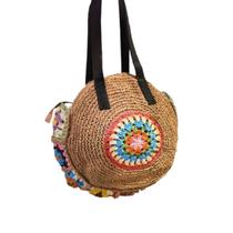 Bolsa De Palha Para Praia Piscina Verão Grande Artesanal Artesanato Redonda Sacola Croche Feminina