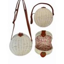 Bolsa de Palha Redonda Sintética Tiracolo Moda Praia