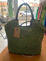 Bolsa de palha verde com zíper Bolsa de palha verde com zíper