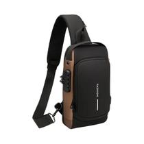 Bolsa De Peito Antifurto Masculina Com Porta USB Em Couro PU Mochila Transversal Para Esportes Ao Ar