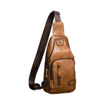Bolsa De Peito Masculina Em Couro Genuíno Com USB, Bolsa Multifuncional Transversal Para Viagem E