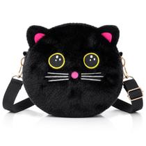 Bolsa De Pelúcia Mochila Gatinho Preto Macia Para Passeio Escolar Infantil Fofinha