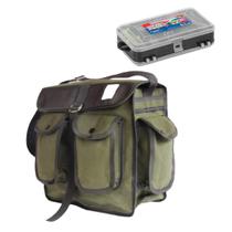 Bolsa de pesca com estojo porta anzóis girador em lona de caminhão 4 bolsos Bolsa de pesca com estojo porta anzóis girador em lona de caminhão 4 bolsos