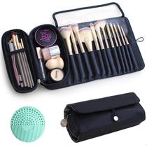 Bolsa de pincéis de maquiagem Warmstore Black Nylon Roll-Up Design