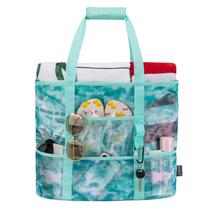 Bolsa de Playa KABAQOO de Malla Extra Grande Impermeable con 9 Bolsillos