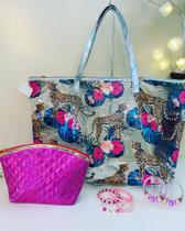 Bolsa de praia animal print transparente
