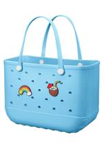 Bolsa de praia Baonat Rubber Tote impermeável para mulheres azul claro