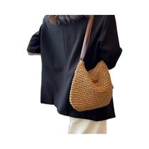 Bolsa De Praia Boêmia De Palha Para Mulheres, Alta Capacidade, Feita À Mão, Bolsa De Ombro Trançada Bolsa De Praia Boêmia De Palha Para Mulheres, Alta Capacidade, Feita À Mão, Bolsa De Ombro Trançada