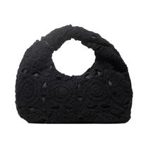 Bolsa De Praia Bohemia Feminina Com Padrão De Crochê Trançado E Alça Superior Oca Acessórios De