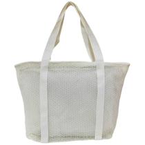 Bolsa De Praia Branca Tote Bag Tela Mesh Emborrachada Verão Feminina