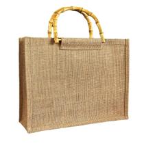 Bolsa de Praia de Palha de Juta Alça de Bambu Feminina com Chaveiro Em Palha Sacola Ecobag Bolsa Ecológica