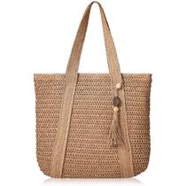 Bolsa de praia de palha Pleneal para mulher, feita à mão e trançada Bolsa de praia de palha Pleneal para mulher, feita à mão e trançada