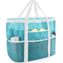 Bolsa de Praia EASYFUN Mesh Grande - Azul Claro - Com Bolsos para Família