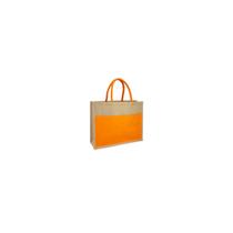 Bolsa de praia ECOFAMY TWO-TONE ORANGE JUTE com bolso de algodão