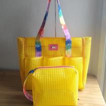 Bolsa de Praia em Tela Treliça kit - Amarela Tie Dye