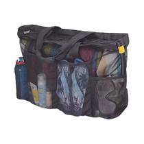 Bolsa De Praia Extra Grande Em Malha Respirável Com Zíper E Bolsos Laterais Organizador Portátil