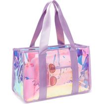 Bolsa de praia Fammart Iridescent Clear para mulheres à prova d'água